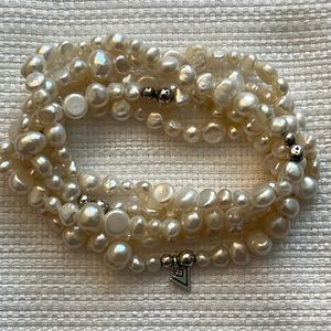 SILPADA STERLING SILVER, FRESHWATER PEARLS STRETCH BRACELET